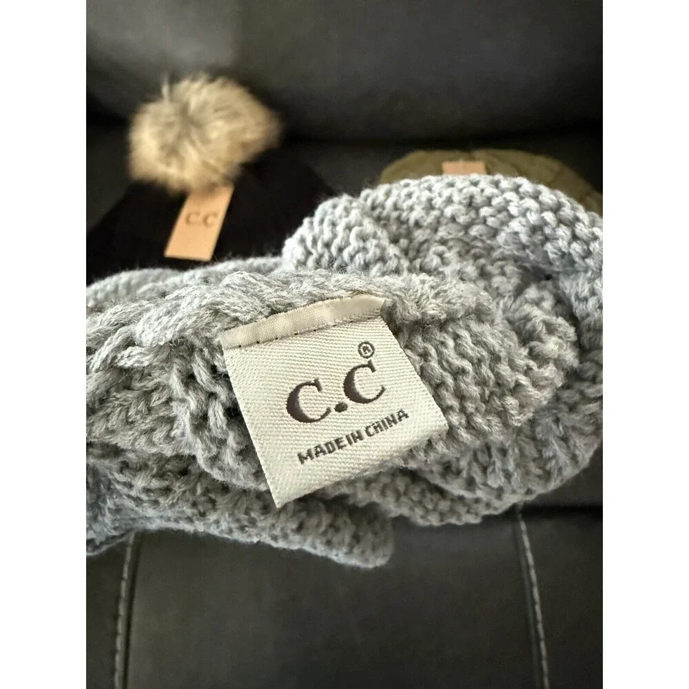 Bundle of 3 CC Beanie Woman’s Knit Slouchy Thick Cap Hat Solid Colors - Picture 10 of 16